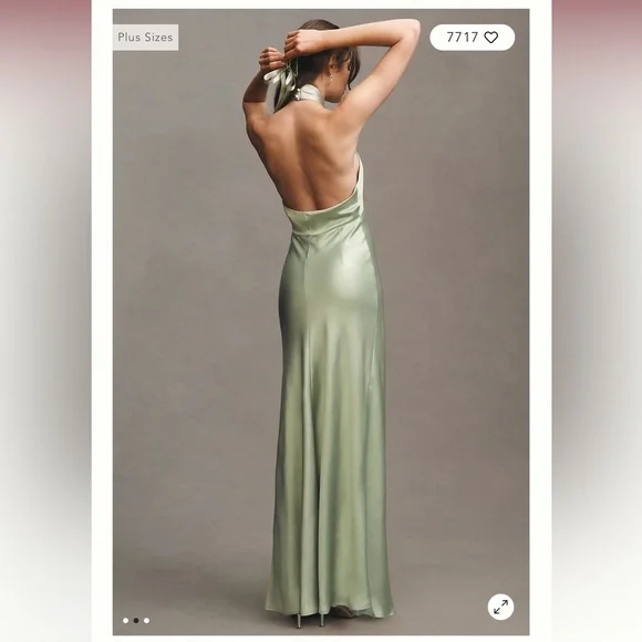 Anthropologie Green Halter Sheath Dress - Picture 2 of 2